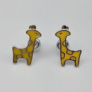 Giraffe yellow sterling silver stud earrings